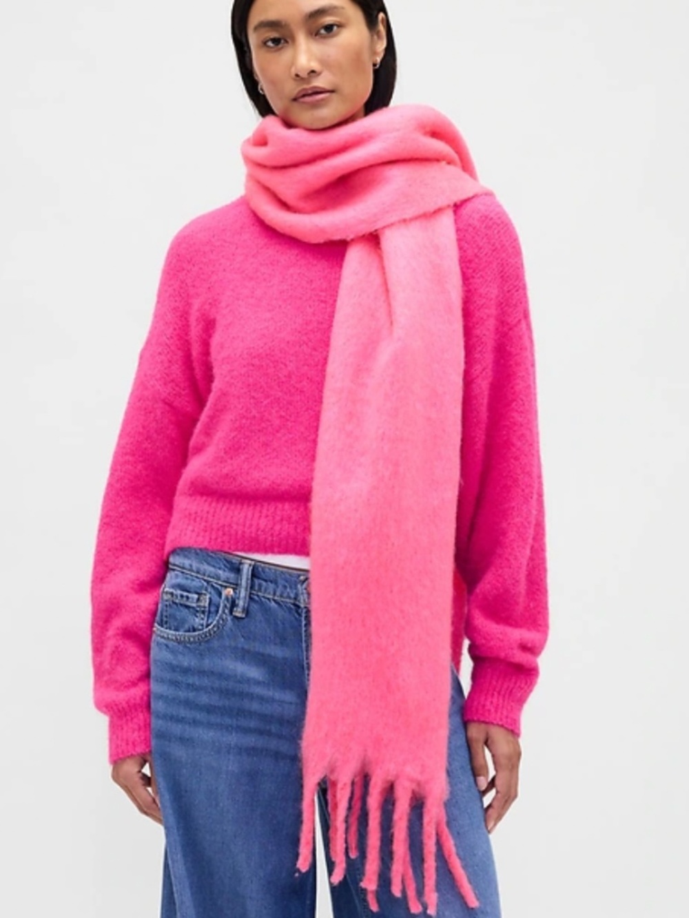 Brushed Fringe Scarf. Pink. GAP